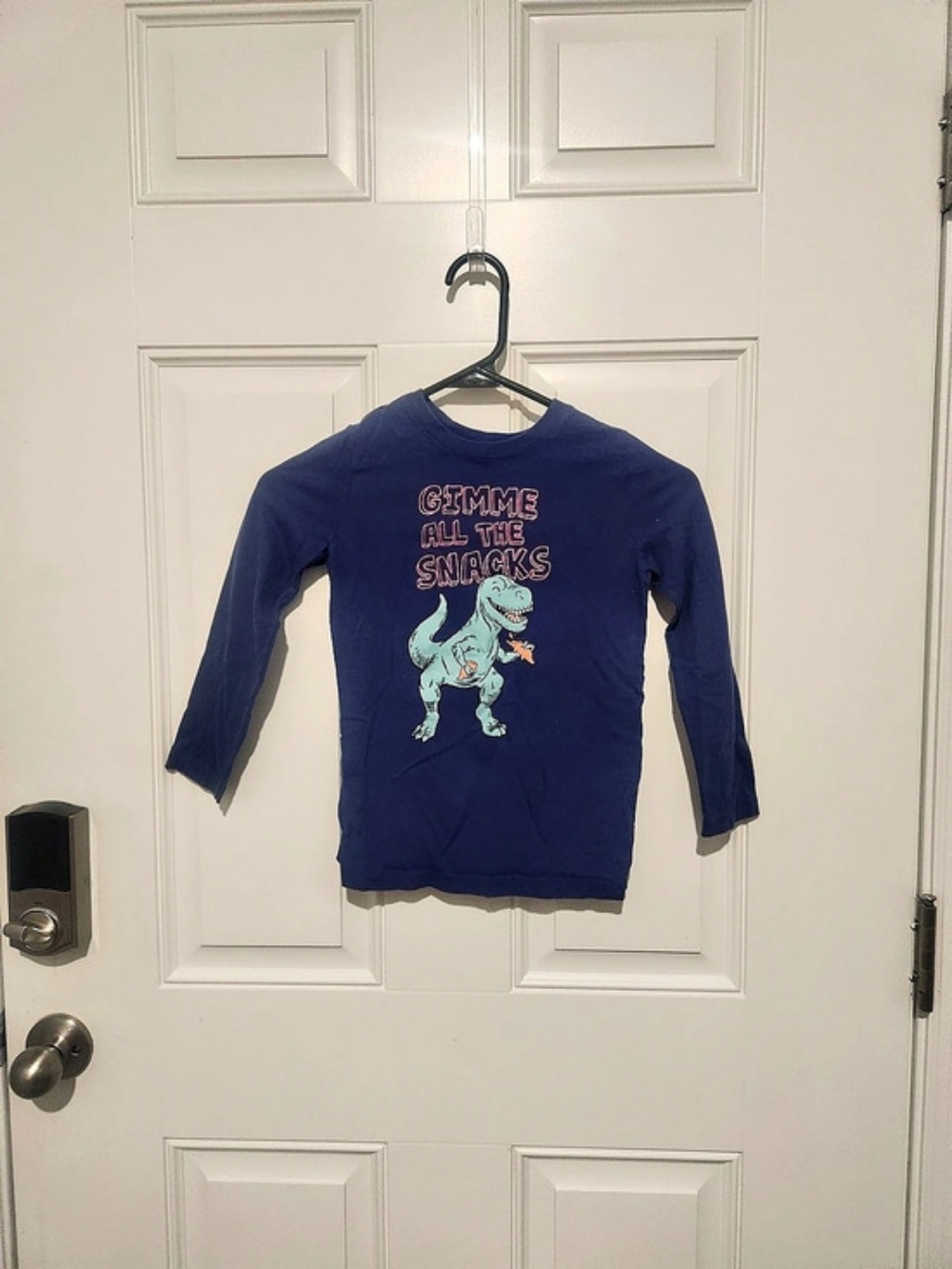Carter's Boys 5T Blue 100% Cotton Dinosaur Graphic Crew Neck Long Sleeve T-Shirt